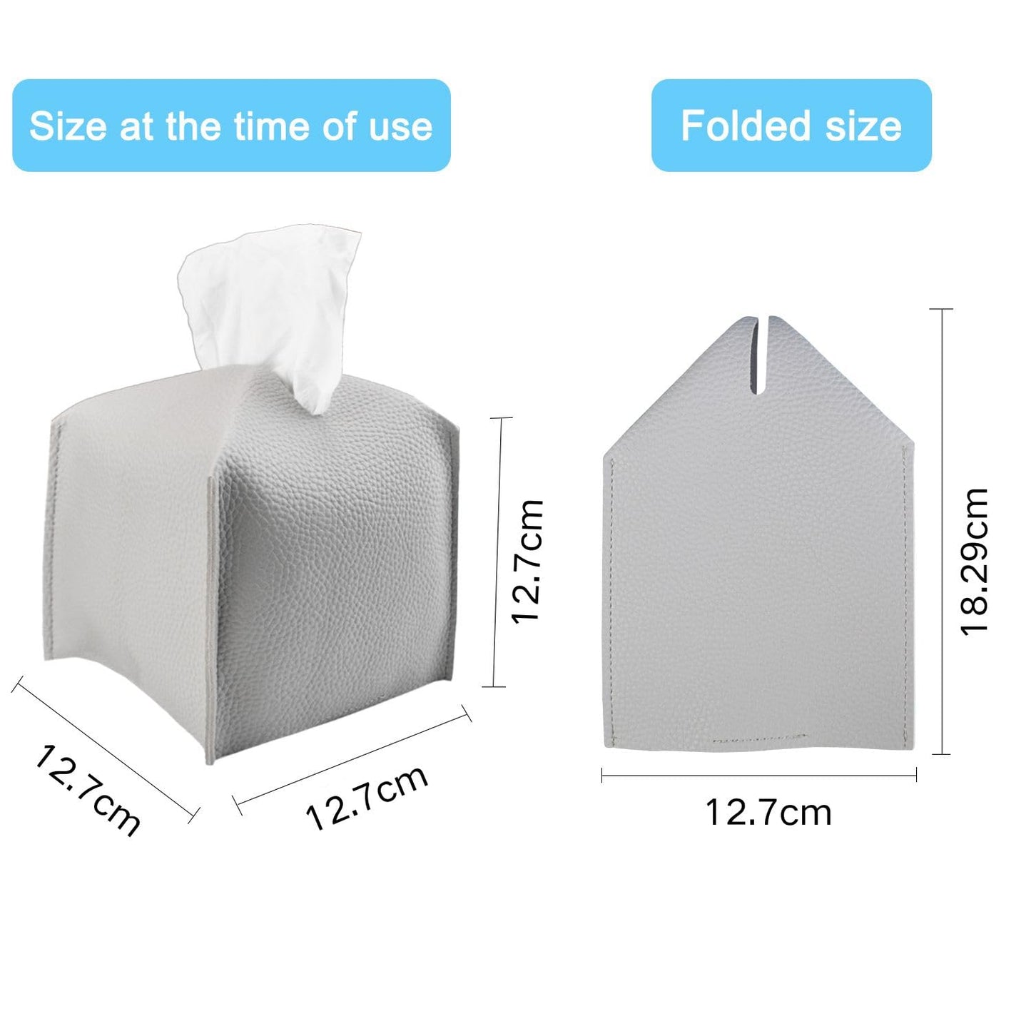 Ulife Mall Tissue Box Cover, Modern PU Leather Square Tissue Box Holder Delicate Decorative Tissues Dispenser Cube Napkin Organizer Holder for