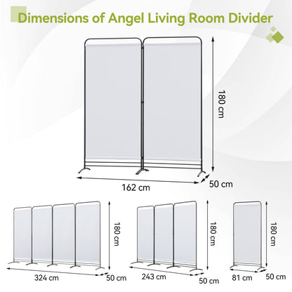 Angel Living 2 Panels Folding Room Divider, Privacy Screen Composed of Polyester Fabric and Sturdy Iron Frame
