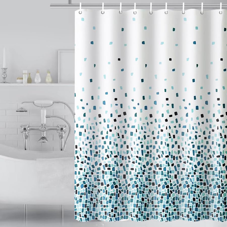 Tennove Shower Curtain 200x200cm Mildew Resistant Waterproof Polyester Bathroom Shower Curtain Liner Long Washable Decorative Bath Curtain with Hooks,