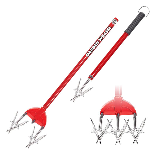 Garden Weasel Rotary Cultivator & Hand Tiller - 2-in-1 | Aerate, Weed, Cultivate, Plant, Reseed | Lawn Reseeding Garden Tool, Garden Soil Loosener |