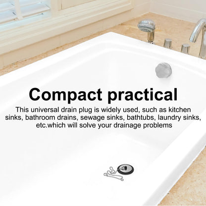 2 Pcs Universal Bath Plug with Stainless Steel Chain, Bath Plug Replacement, Bathroom Sink Plug Replacement, Drain Stopper for Bathroom and Kitchen