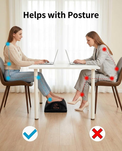 Foot Rest Under Desk at Work | Adjustable Height 16 cm Memory Foam | Foot Stool | Ergonomic Footrest for Back & Hip Pain Relief | for Office & Home