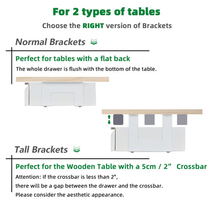 OSteed Large Under Desk Metal Drawer 45cm, Office Under Shelf Drawer, White