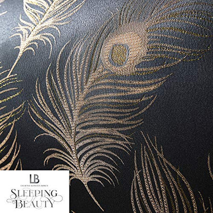 Laurence Llewelyn-Bowen - Dandy - Jacquard Woven Duvet Cover Set - Double Bed Size in Black & Gold