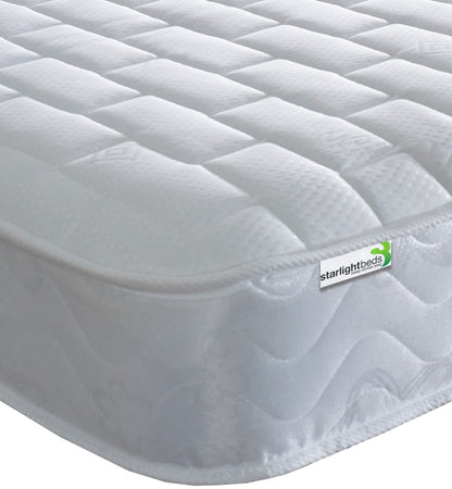 Starlight Beds Brick Design Quilted Sprung Hybrid Mattress with Memory Foam Layer. Soft Firmness, White, 18cm Deep. Small Double Mattress (4ft x 6ft3)