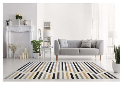 Abstract Multicolour Stripe Rug