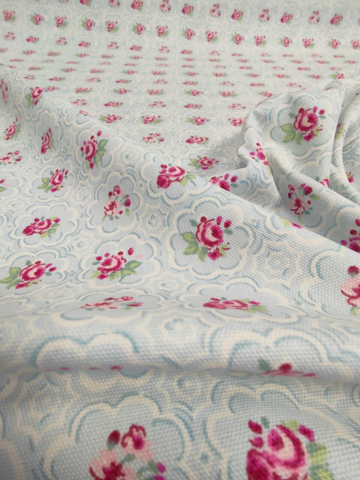 Studio G Rose Tile Sky Curtain Fabric By The Metre