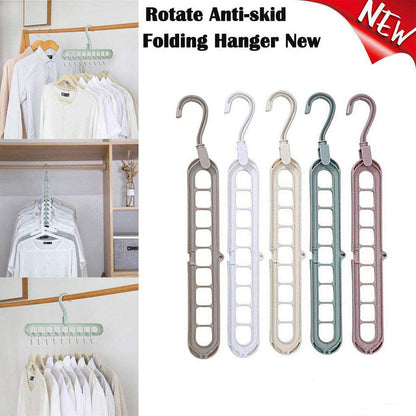 9-hole Clothes Hanger Organizer Space Saving Hanger Multi-function Folding Magic Hangers Drying Racks Scarf Clothes Storage