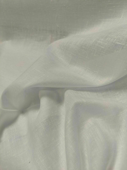 White Single Width Linen-Look Sheer Voile Fabric By The Metre