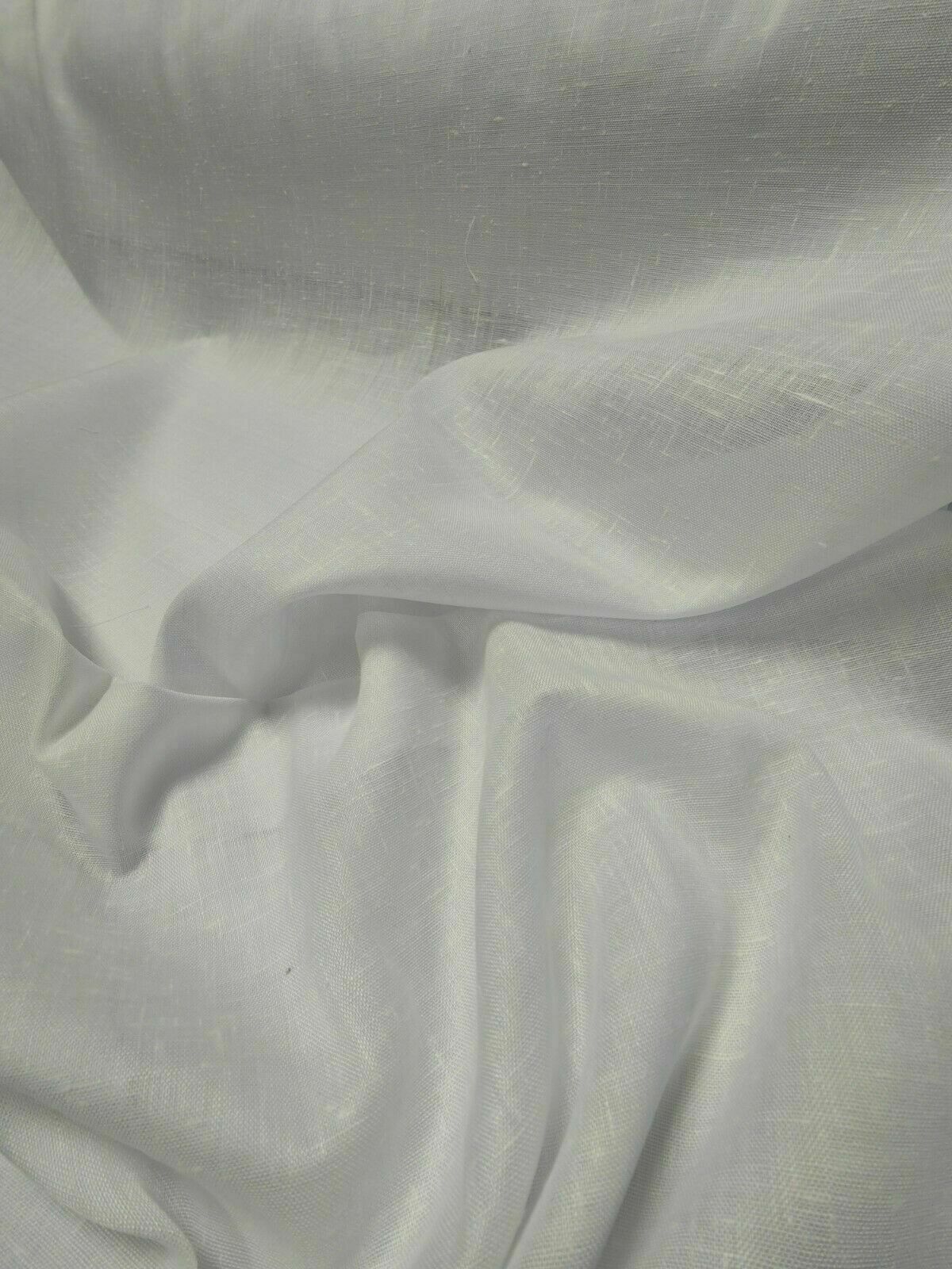 White Single Width Linen-Look Sheer Voile Fabric By The Metre