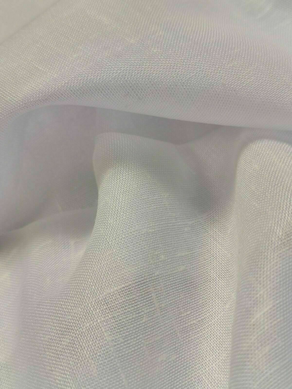White Single Width Linen-Look Sheer Voile Fabric By The Metre