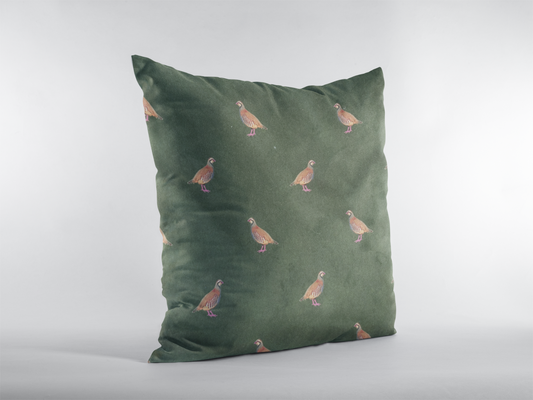 Ilkley Collection Partridge Print Cushion Cover - 18" / 45cm - Velvet