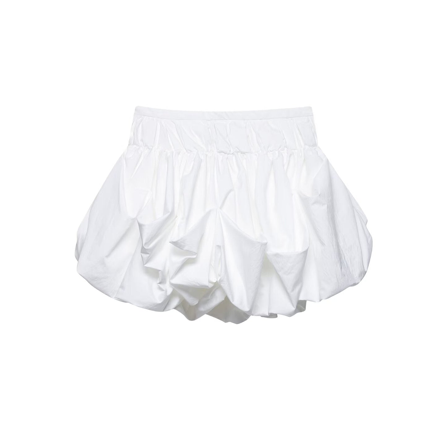 Elastic waist solid color short pleated puffy skirt half skirt