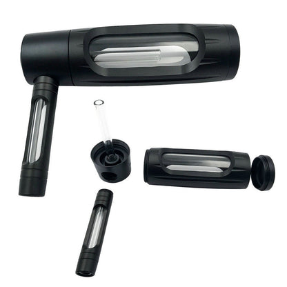 Portable metal smoking pipe with 155mm glass bowls, for dry tobacco & herb, hookah shisha pipe accessories.