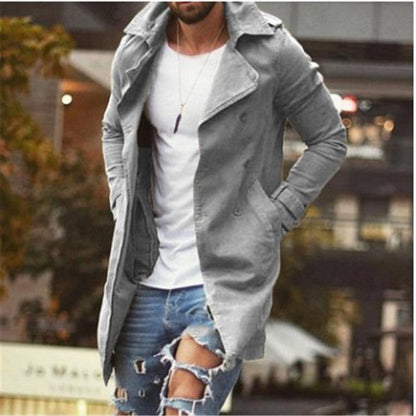 Mid-length slim-fit plus size trench coat