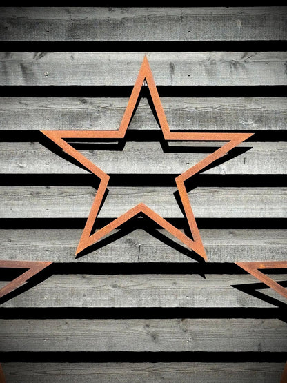 3 Large Rusty Metal barn STARS.