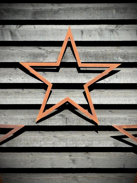 3 Large Rusty Metal barn STARS.