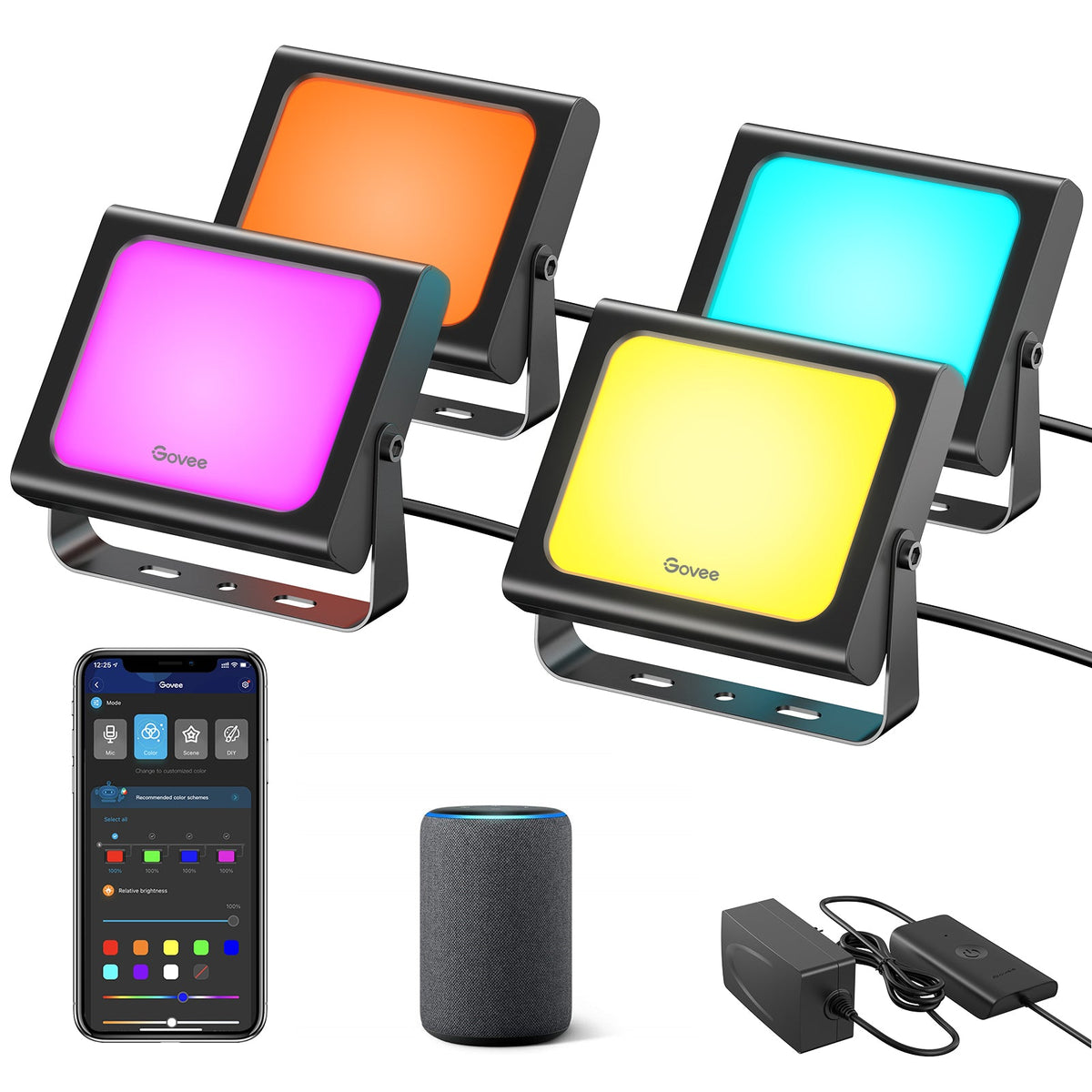GOVEE RGBICWW LED SMART FLOOD LIGHT 4PCS