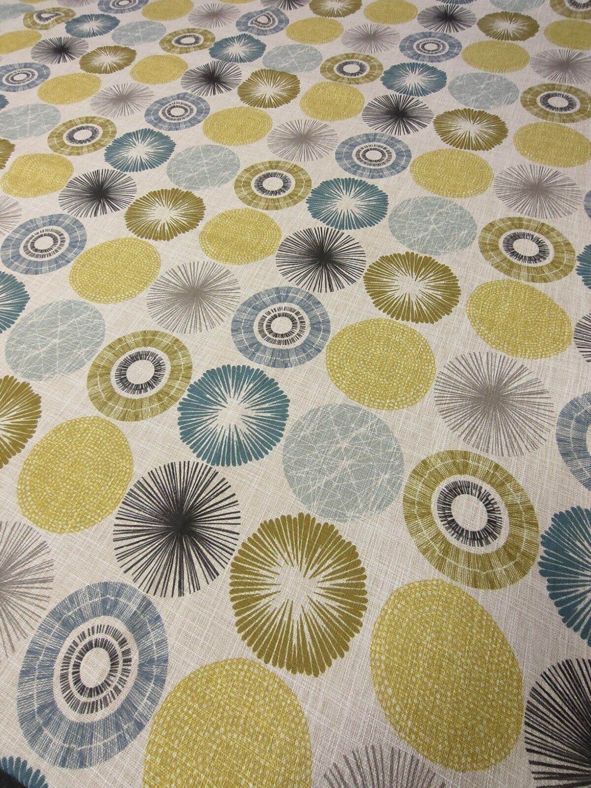 Circles Citrus/Teal Curtain Upholstery Fabric 3 Metres