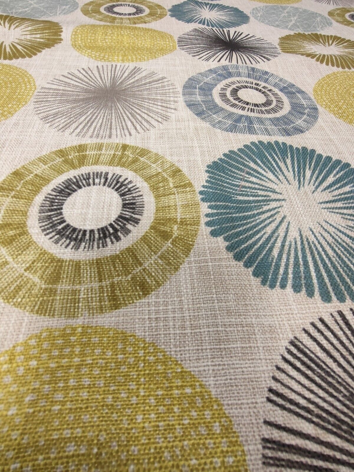 Circles Citrus/Teal Curtain Upholstery Fabric 3 Metres