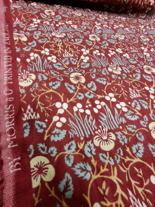 William Morris Eye Bright Red Curtain Fabric 4.5 Metres