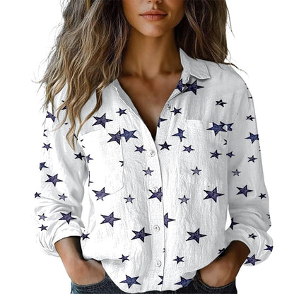 3D Digital Printing Women's Plus Size Lapel Long Sleeve Shirt