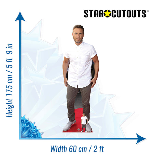 CS659 Gary Barlow White Shine Height 175cm Lifesize Cardboard Cut Out With Mini