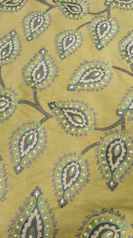 iLiv Sestriere Citrine Embroidered Curtain Upholstery Fabric 1.3 Metres