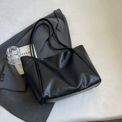 Soft Leather Shoulder Bag Large Capacity Commuter Totes Shopping Travel Bags For Women