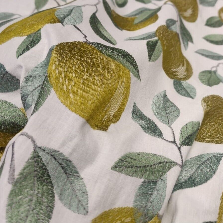 Clarke & Clarke Sicillian Lemon Embroidered Curtain Fabric By The Metre