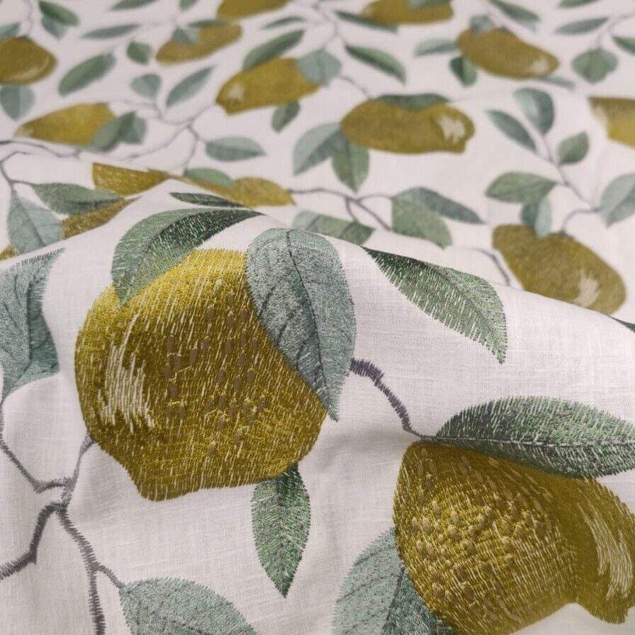 Clarke & Clarke Sicillian Lemon Embroidered Curtain Fabric By The Metre