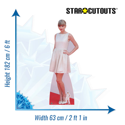 CS670 Taylor (White Dress) Height 182cm Lifesize Cardboard Cut Out With Mini