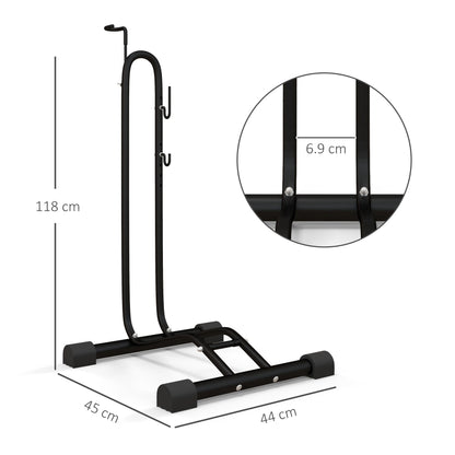 SPORTNOW Vertical & Horizontal Bike Rack Fits 6"-28" and 700c Bikes, Black