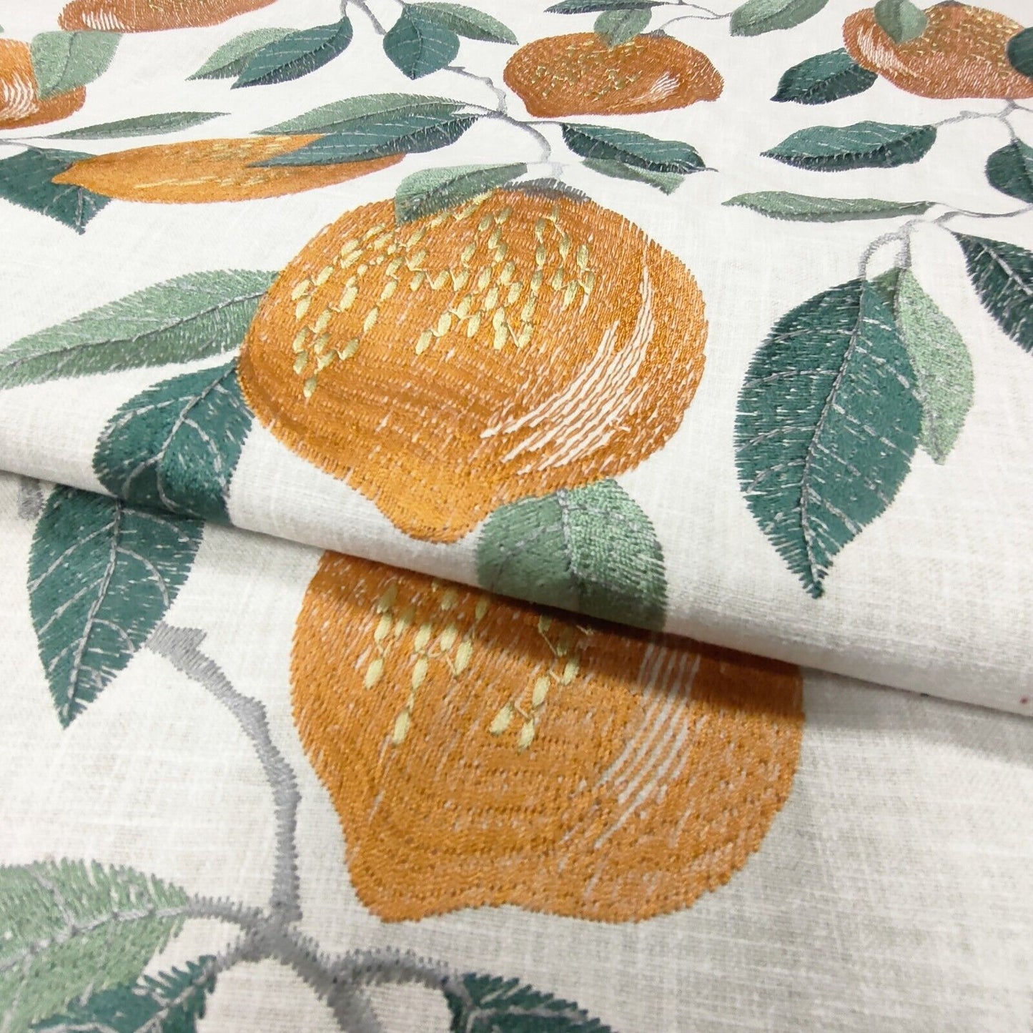 Clarke & Clarke Sicillian Orange Embroidered Curtain Fabric 1.7 Metres