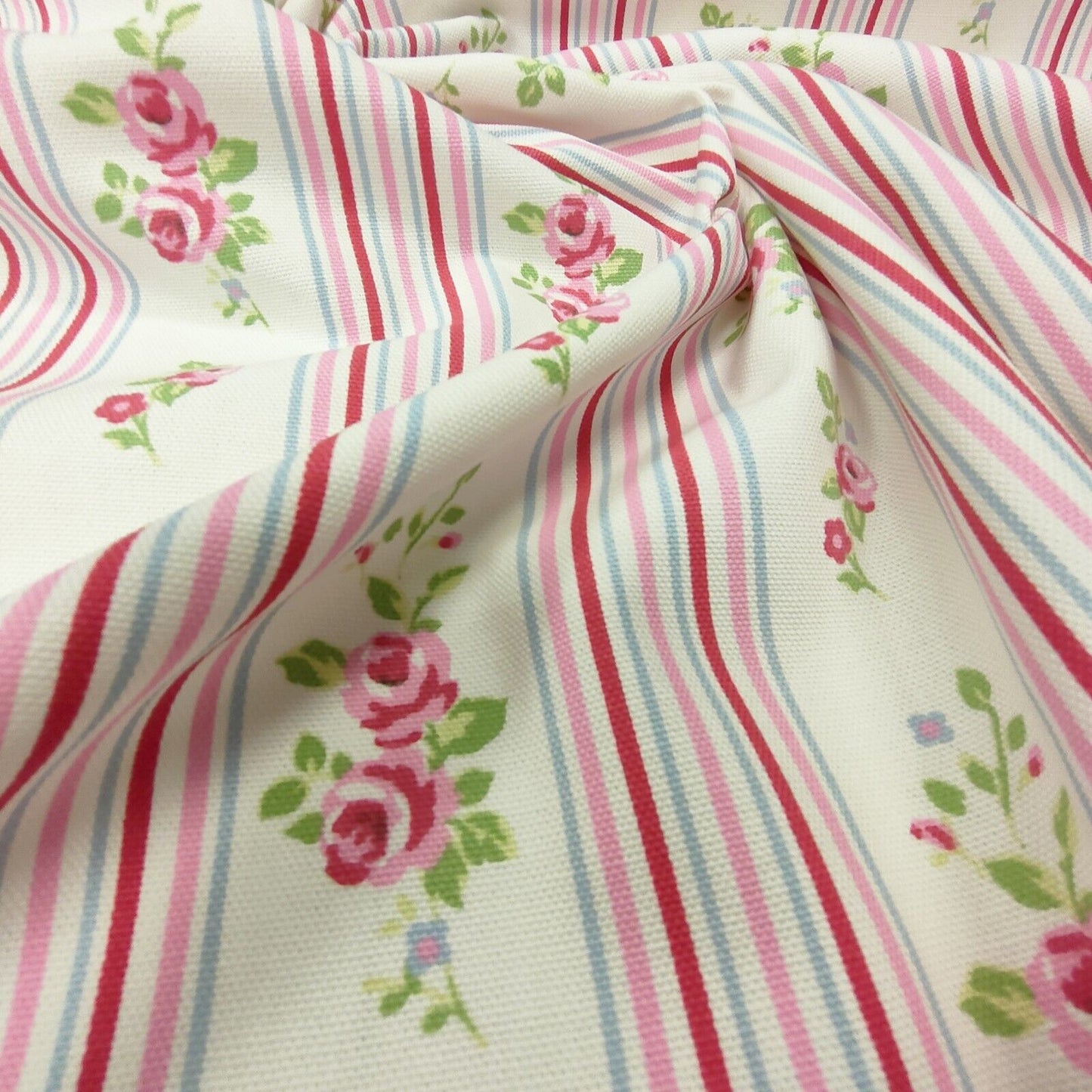 Clarke & Clarke Floral Stripe Chintz Curtain Upholstery Fabric By The Metre