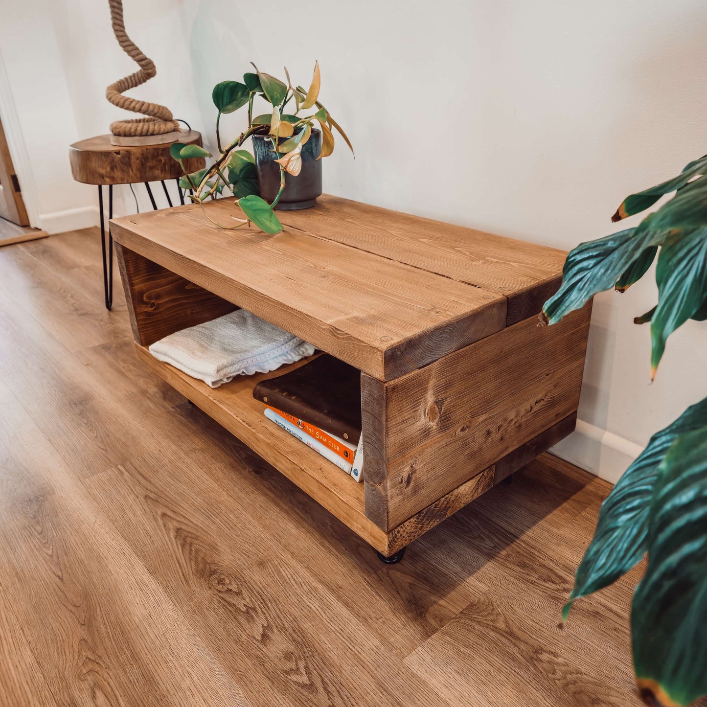 Solid Wood Chunky TV Unit With 4 inch Metal Legs