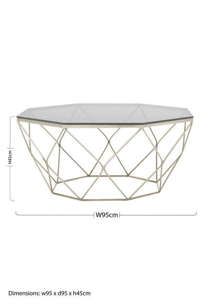 Allure Hexagon Coffee Table With Brushed Nickel Base