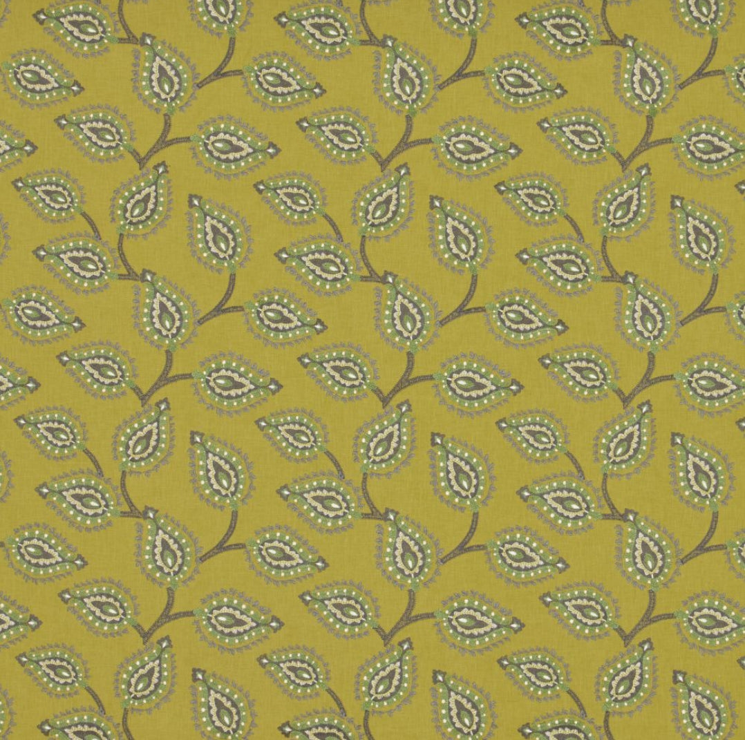 iLiv Sestriere Citrine Embroidered Curtain Upholstery Fabric 1.3 Metres