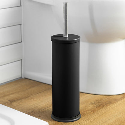 Matt Black Round Stainless Steel Toilet Brush & Holder