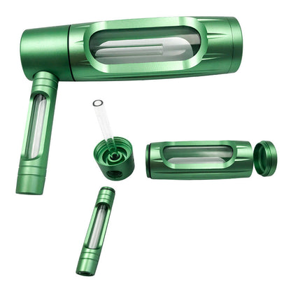 Portable metal smoking pipe with 155mm glass bowls, for dry tobacco & herb, hookah shisha pipe accessories.