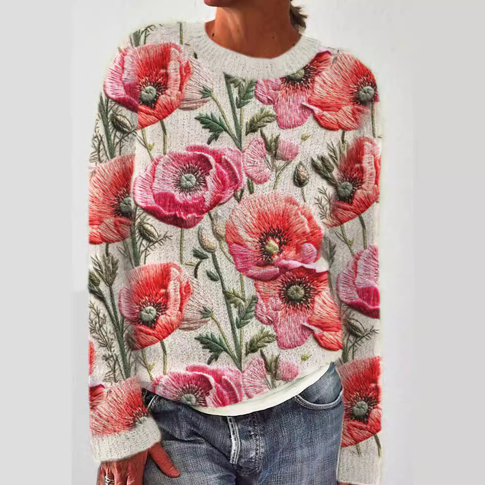 3D Digital Printing Women's Round Neck Soft Touch