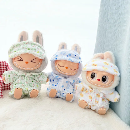 17cm Labubu I II Idol Dolls Clothes Eye Mask Pajamas Three Piece Set Accessories Korea Kpop Exo Clothing Plush Doll'S Clothes