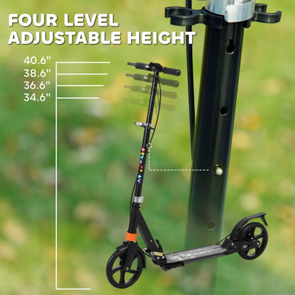 AIYAPLAY Kids Scooter, Foldable Kick Scooter w/ Adjustable Handlebar, Black