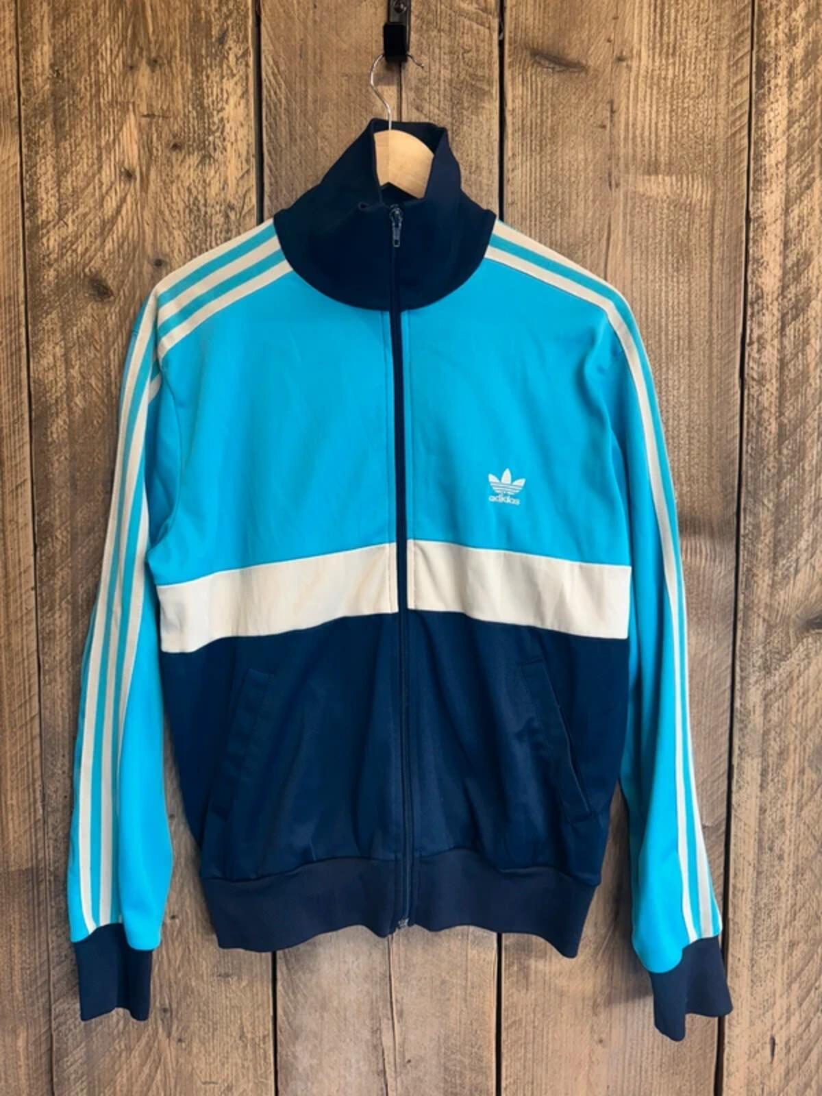 Vintage 80s Adidas Tracksuit Top Opti Zip Made In Hong Kong Medium #338