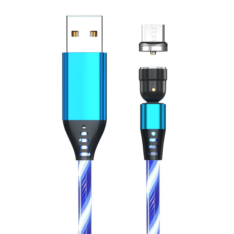 540° Rotating LED Magnetic Charging Cable - 3A Fast Charge for iPhone, USB-C & Micro USB
