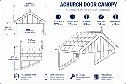 Achurch Door Canopy 149cm - Flat Pack Porch Canopy