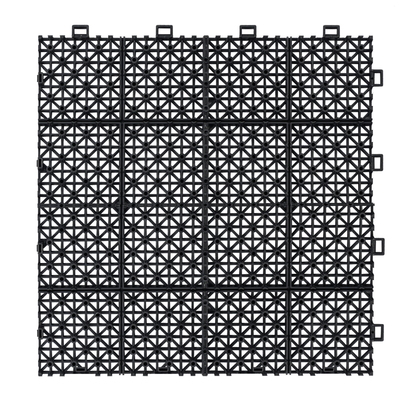 12 x 12 inch black interlocking deck tiles, plastic waterproof, weighing up to 6613 pounds, with a rose pattern pack of 12