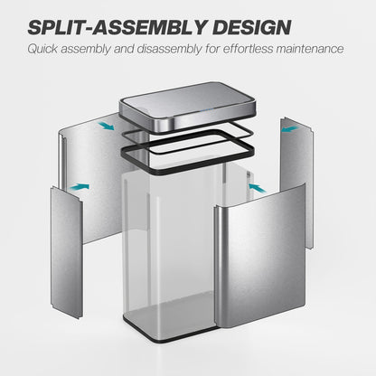 HOMCOM 50 L Sensor Can,  Sensor Bin with Soft-Close Lid, Fingerprint-Proof Stainless Steel, Silver Tone