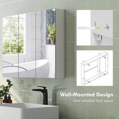 HOMCOM Three-Mirror Bathroom Storage Cabinet - White