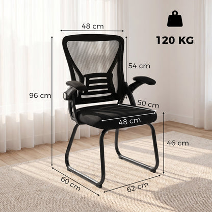 HOMCOM Office Chair, Ergonomic Desk Chair No Wheels with Mesh Backrest and Steel Legs for Home Conference Room, Black